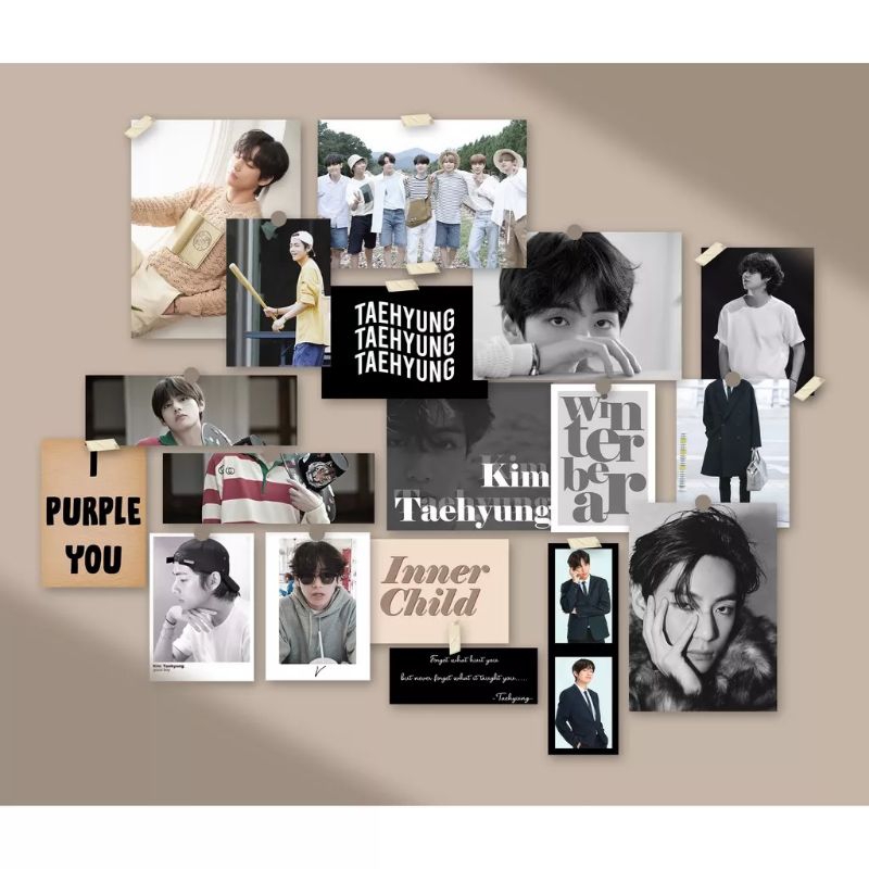 Wallpaper BTS | Walldecor BTS | Wallpaper aesthetic | Hiasan dinding | Aesthetic mood board DIY | fr