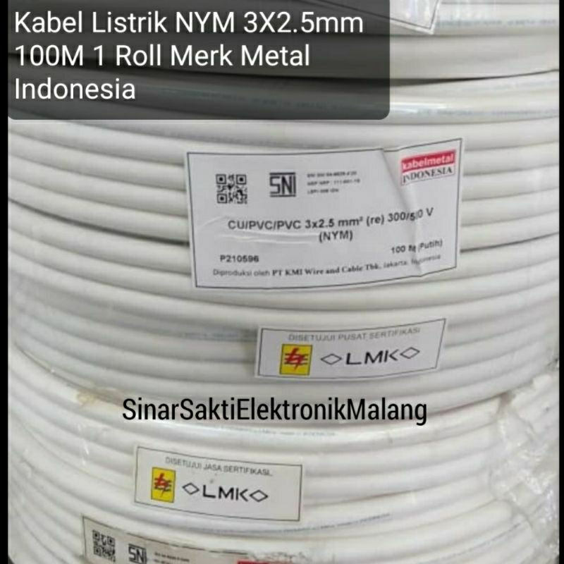 Kabel NYM 3x2.5 Metal 100 Meter 100M Listrik 3x2,5 Kawat Tembaga Indonesia