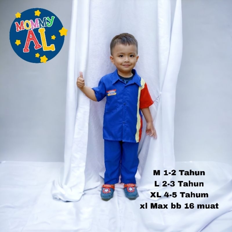 Baju Indomaret anak/Baju indomaret anak/baju indomaret bayi/baju indomaret anak perempuan/baju indomaret anak laki laki/kostum anak/kostum anak perempuan/kostum anak laki laki/baju profesi anak perempuan/baju profesi anak laki laki