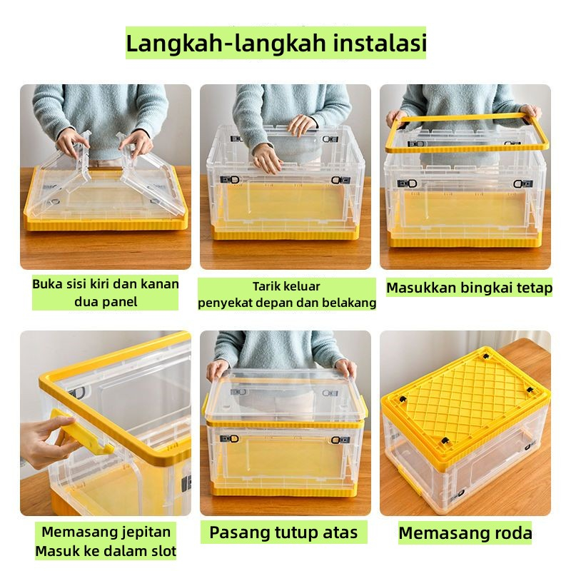 Storage box Penyimpanan untuk mainan, pakaian, dan makanan ringan Transparan Kotak penyimpanan plastik Kotak penyimpanan geser berkapasitas besar dan kokoh dengan tiga pintu