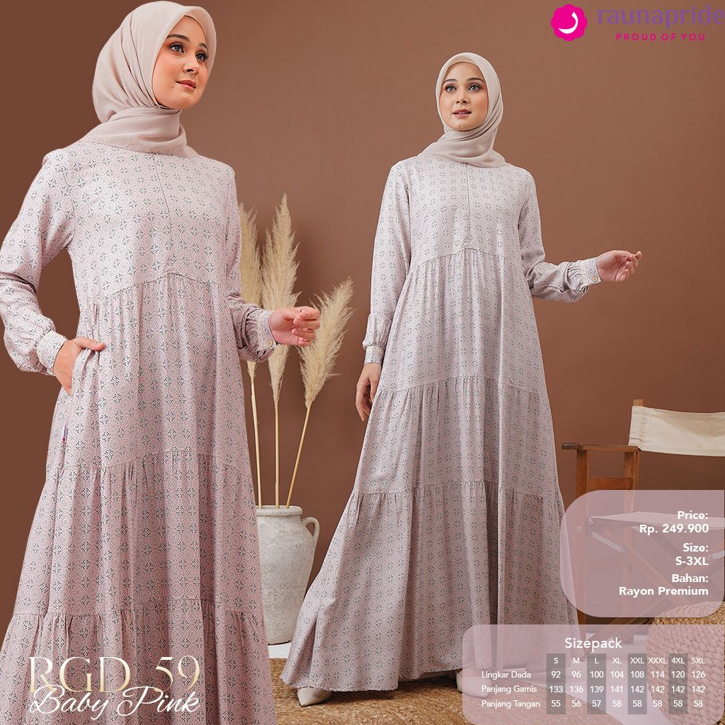 Gamis Rauna RGD 59 Terbaru 2023/ RK 201 Navy / gamis katun jepang / baju muslim wanita