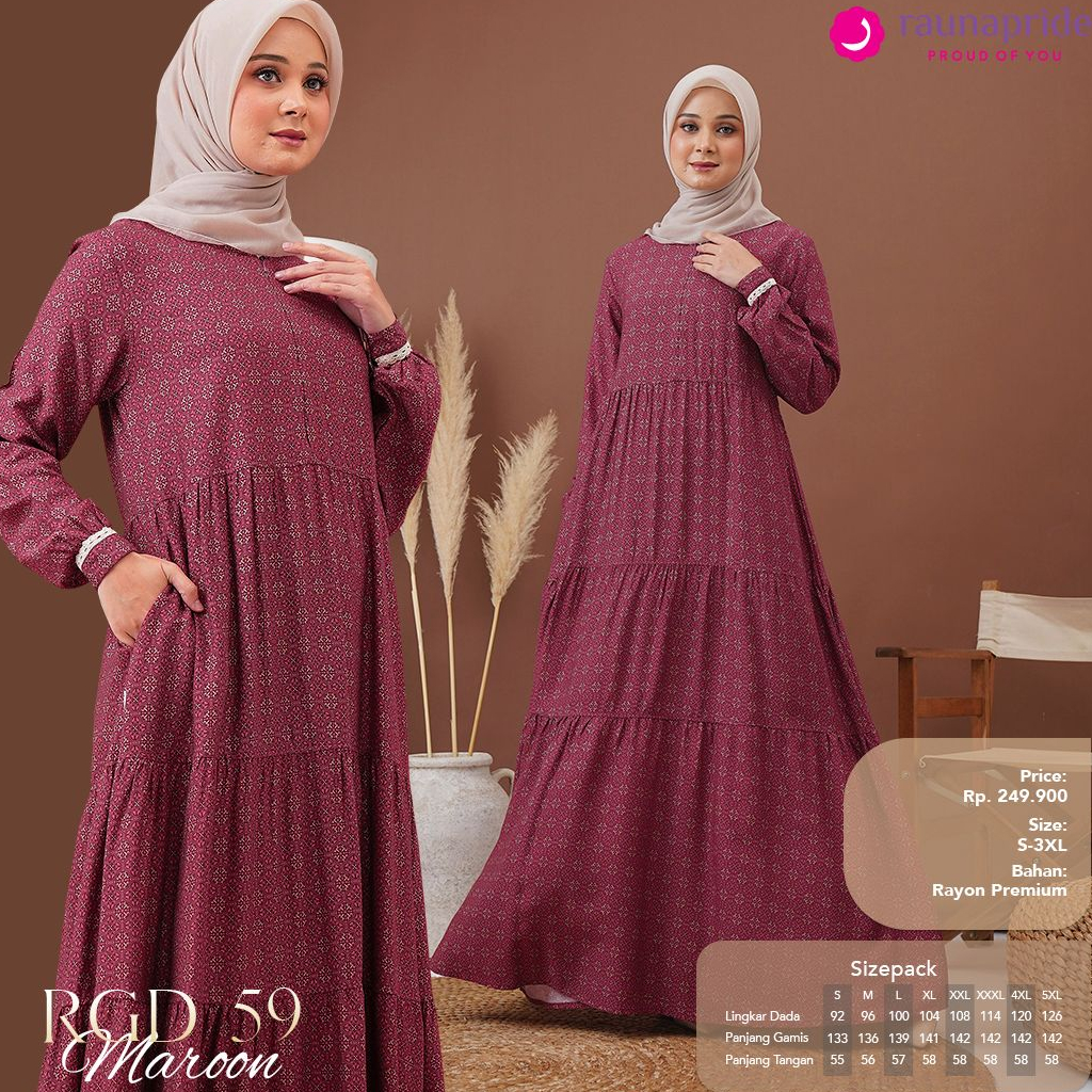 Gamis Rauna RGD 59 Terbaru 2023/ RK 201 Navy / gamis katun jepang / baju muslim wanita