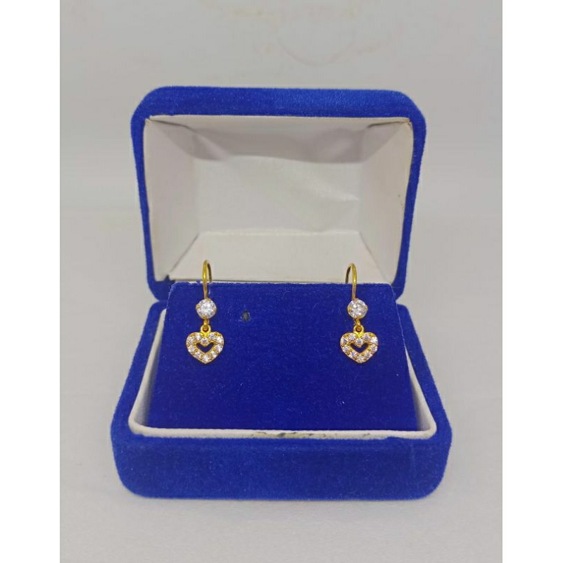 anting kait love mp/perak asli silver 925 lapis emas/perhiasan fashion wanita terbaru