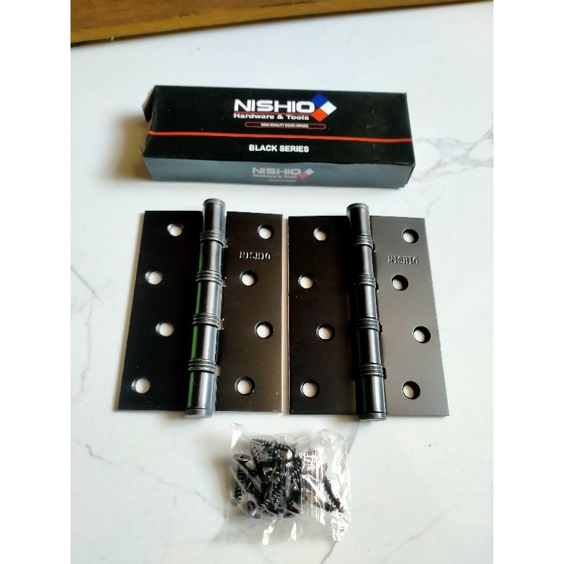 engsel pintu tebal hitam 4 inchi sepasang engsel hitam tebal 4 in