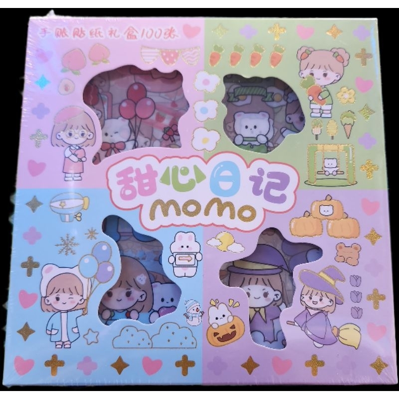 Sticker Momo 2D Rainbow Stiker Momo Warna Warni Isi 100 Pcs