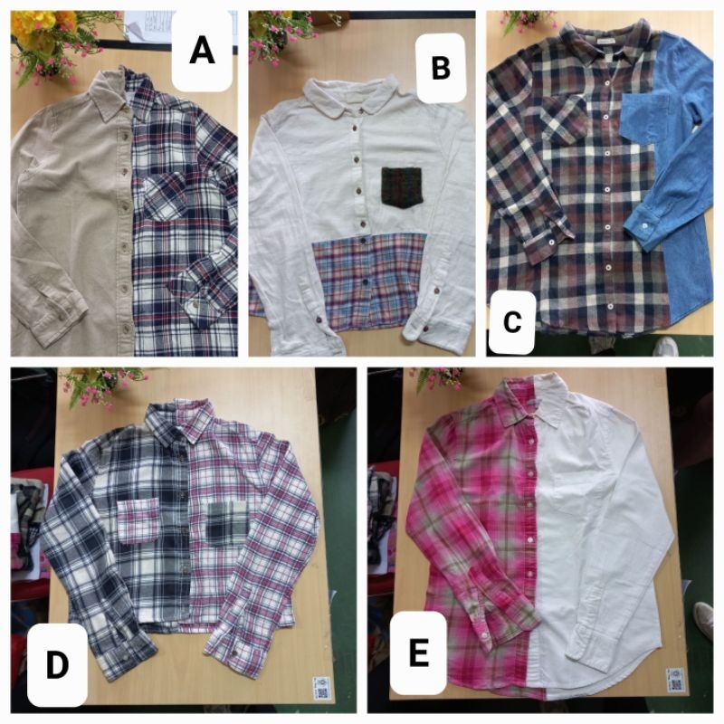 Baju Reworked Kemeja Kotak Kotak