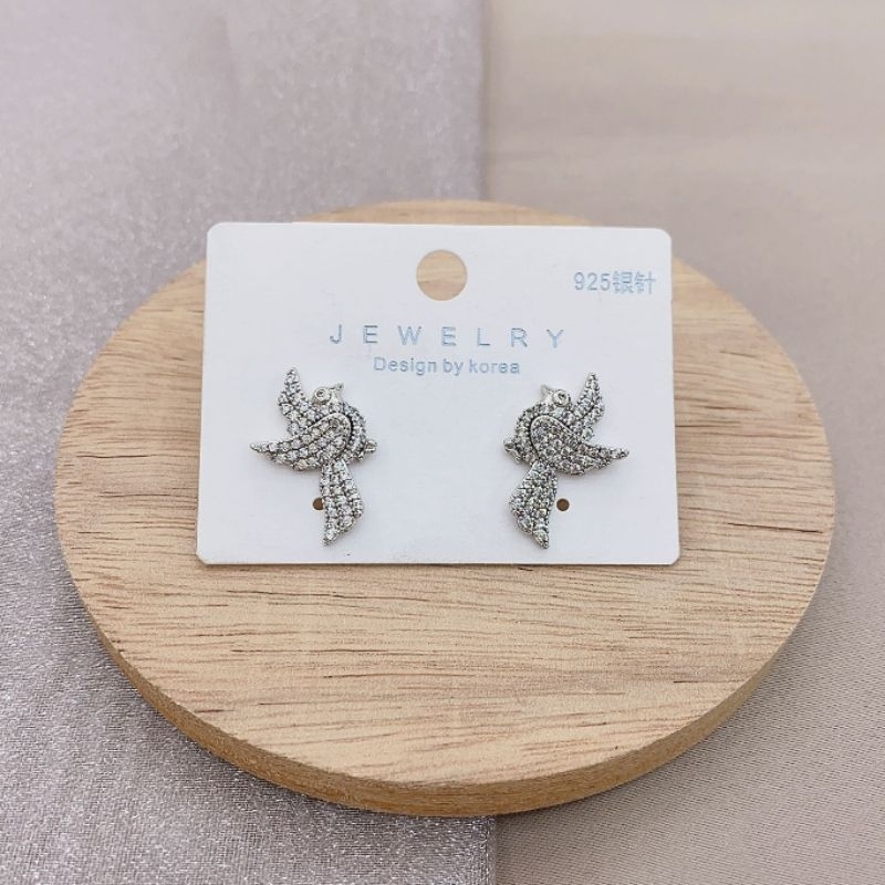 Anting Silver925 perak Anting zircon mata tanam Kilau mirip emas asli Premium Quality  Anti Karat Anti Alergi Earring at504