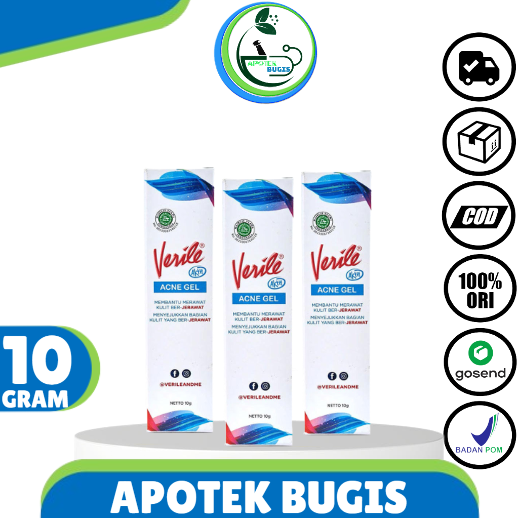 Verile Acne Gel 10gr / Gel Jerawat / Obat Jerawat - 10 Gram