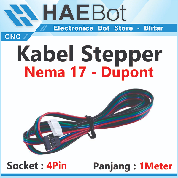 [HAEBOT] Kabel Stepper Cable Nema 17 Motor 1000mm 4 pin Dupont 6 Pin XH 26 AWG CNC 3D Printer Konektor] Kabel Stepper Cable Nema 17 Motor 1000mm 4 pin Dupont 6 Pin XH 26 AWG CNC 3D Printer Konektor