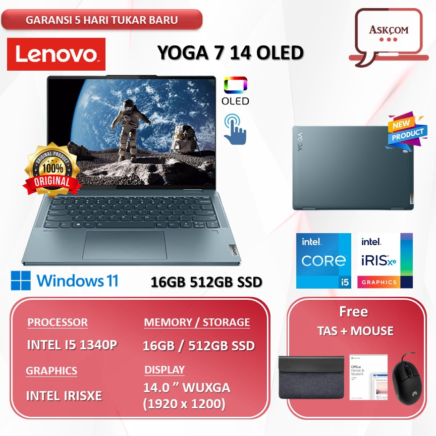 Laptop Lenovo Yoga 7 14 Oled Touch I5 1340P 16GB 512GB SSD IRISXE W11 OHS2021 14.0 WUXGA HDR500 58ID
