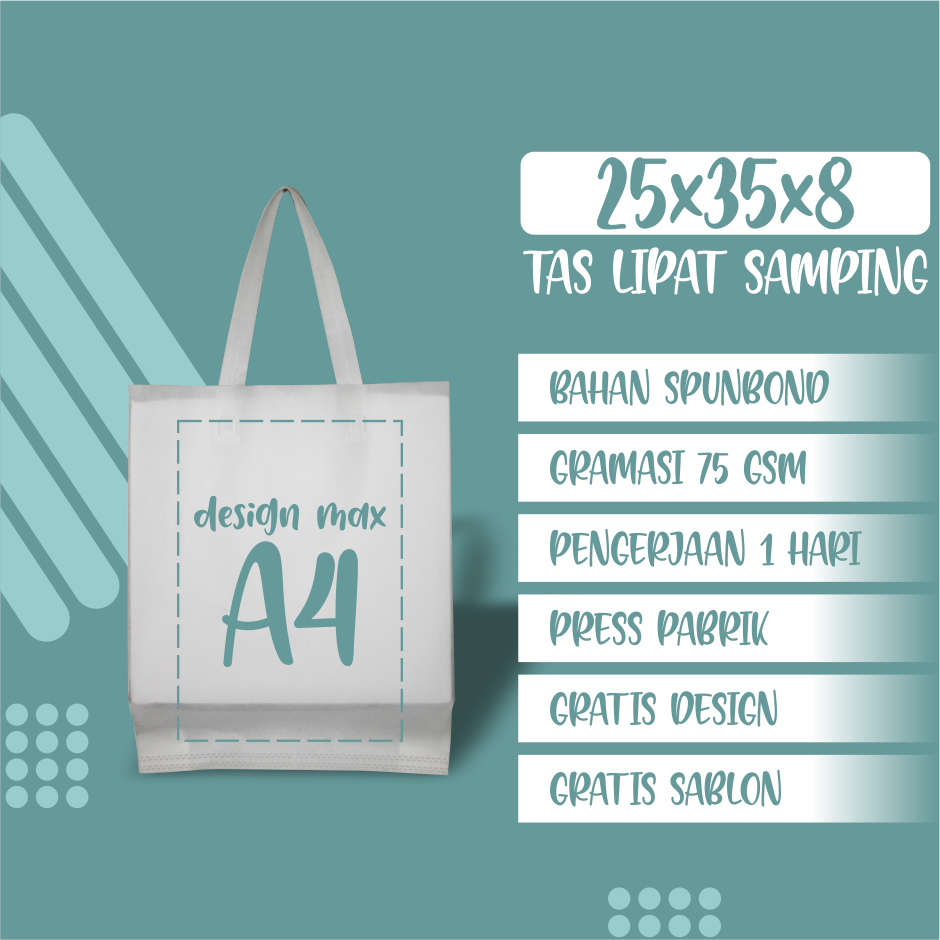 tas spunbon sablon goodybag custom 25×35×10