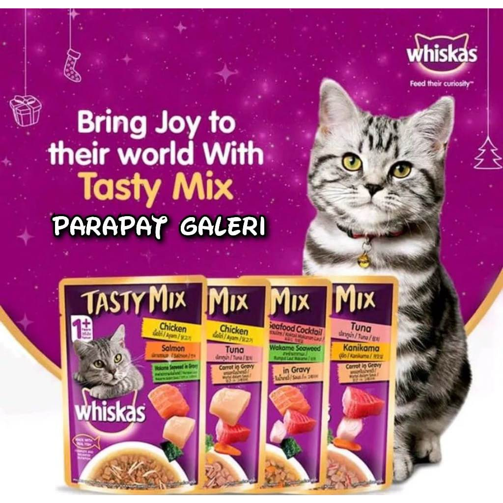 WHISKAS® Tasty Mix Pouch 70gr All New Variant Makanan Basah Kucing