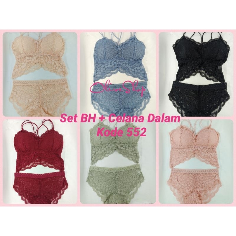 OliveShop ❤️ BH/ Sport Bra/ Bralette + Celana Dalam CD (Sepaket) Bagus Murah Elegan Corak Menarik Seksi Kode 508 552