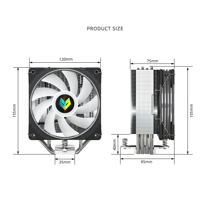 CPU COOLER COOLMOON AOSOR AS400 4 PIPE ARGB PWM Silent FAN