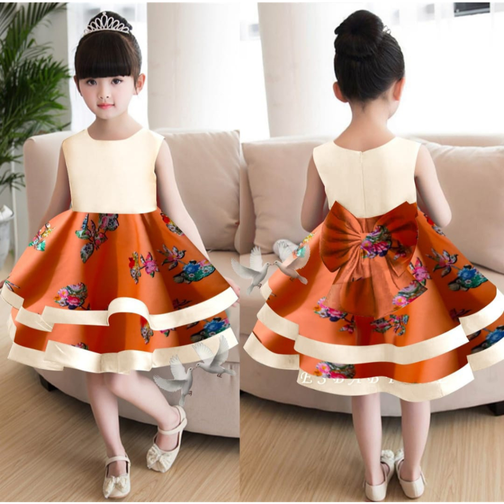 A02 DRES KID ADONIA, BAHAN SATIN LAPIS FURING,KOMBINASI BATIK 2LAPIS,BELKG SELETING