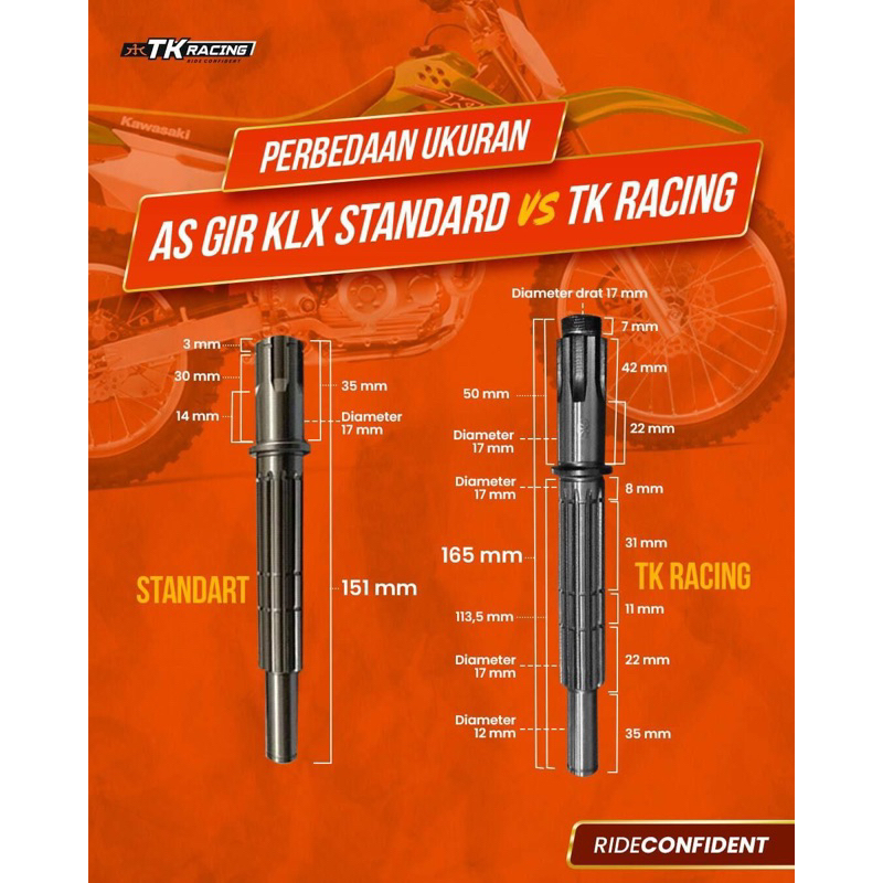 as gear depan TK Racing klx 150 d tracker 150 As Gear depan d tracker 150 klx 150 TK Racing Original