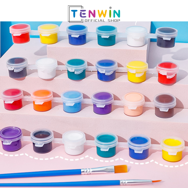 

Acrylic Colour Set 6/12 Warna - Cat Akrilik Kanvas Lukis Canvas Paint Acrylic Color 3 ml-Tenwin