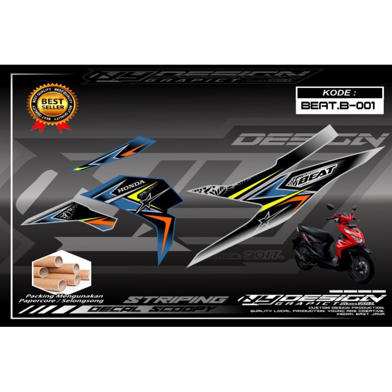 STICKER MOTOR HONDA BEAT NEW 2020-2022 Decal Sticker Striping Honda Beat Simple Keren BEAT.B-001