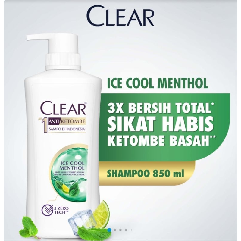 CLEAR Shampoo 850ml Anti Ketombe Anti Dandruff Ice Cool Menthol 850ml 850 ml