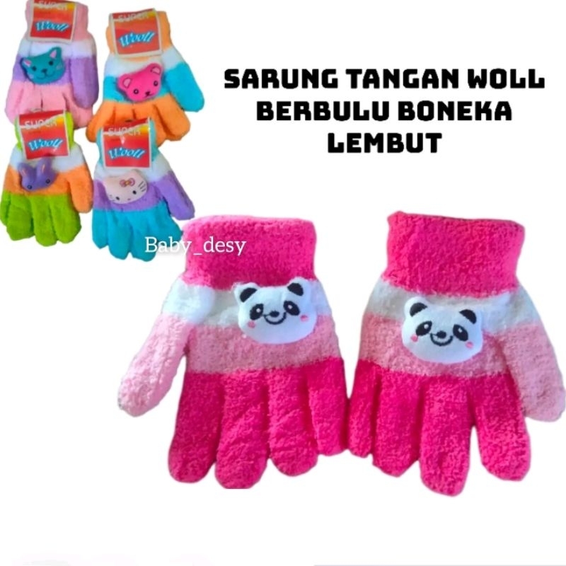 SARUNG TANGAN RAJUT WOLL BERBULU LEMBUT BONEKA LUCU / SARUNG TANGAN DEWASA WOLL / FASHION SARUNG TANGAN