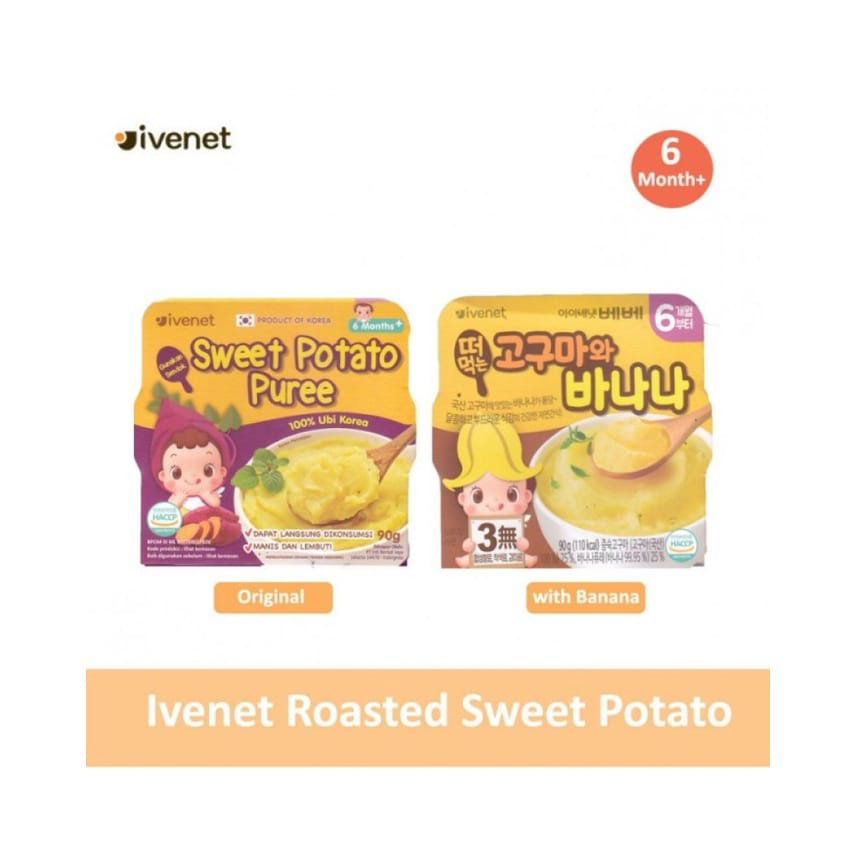 Ivenet Sweet Potato Puree 90gr / Makanan Pengganti MPASI Bayi dan Anak Sehat HALAL