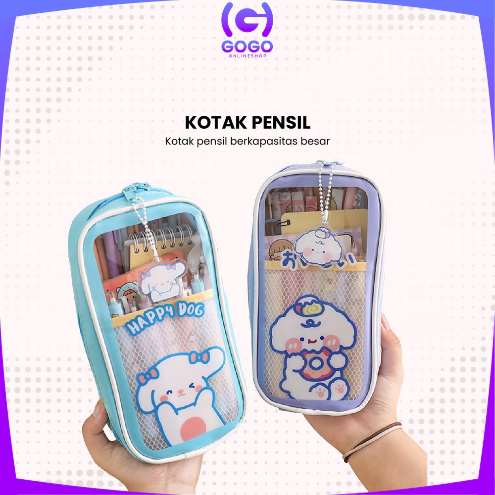

Gogo-A61 Tempat Pensil Anak Transparan Motif Kartun Pencil Case Multifungsi Ala Korea Pouch