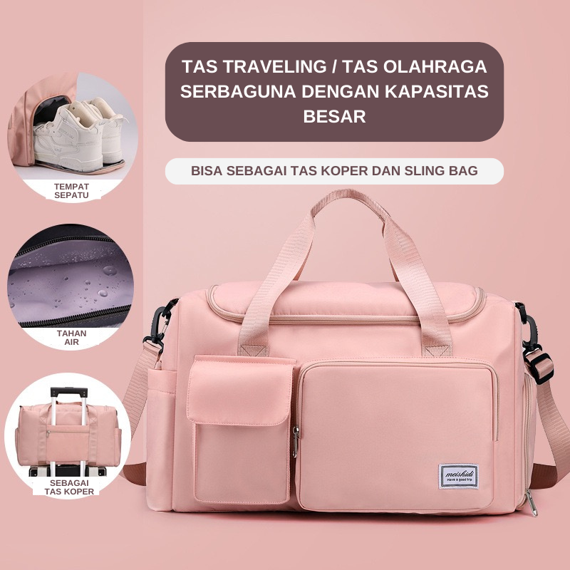 Highland Tas Lipat Travel Jinjing Duffel Bag Jumbo Waterproof Wanita Unisex Tas Fitness Gym Casual Tas Buat Multifungsi TTB05