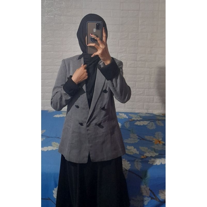 Blazer Wanita Formal Non Formal Blazer Slimfit Abu