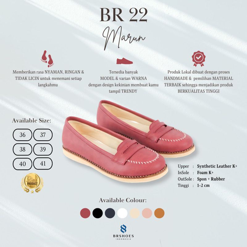 [SIAP KIRIM] BRShoes22 Marun Sepatu Kerja Casual Slip On Wanita