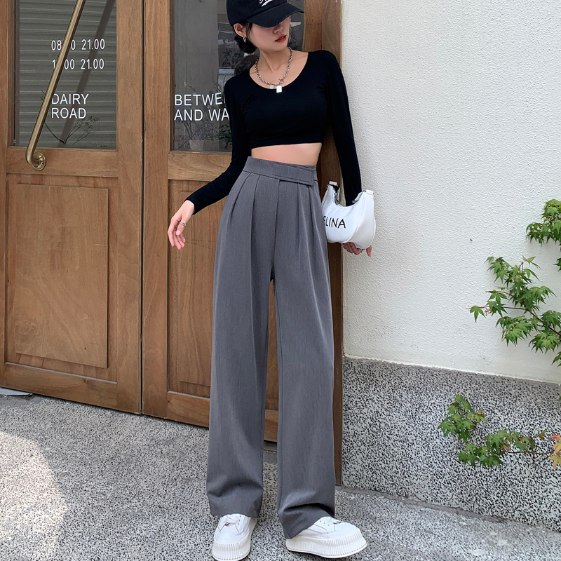 celana kulot wanita panjang velcro korean style import  premium highwaist loose straight pants