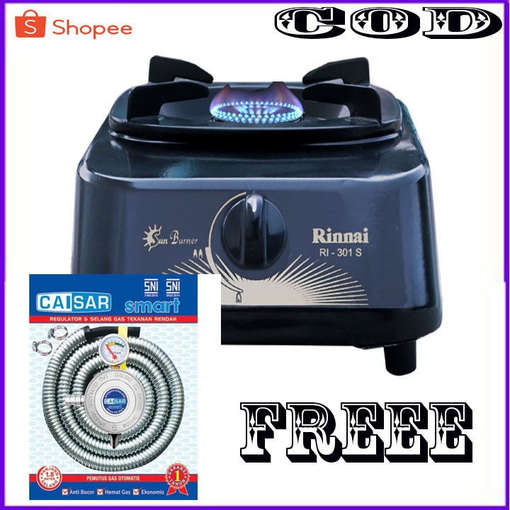 Paket Rinnai RI-301S Kompor Gas 1 Tungku + Selang Regulator SUPER MURAH PROMO