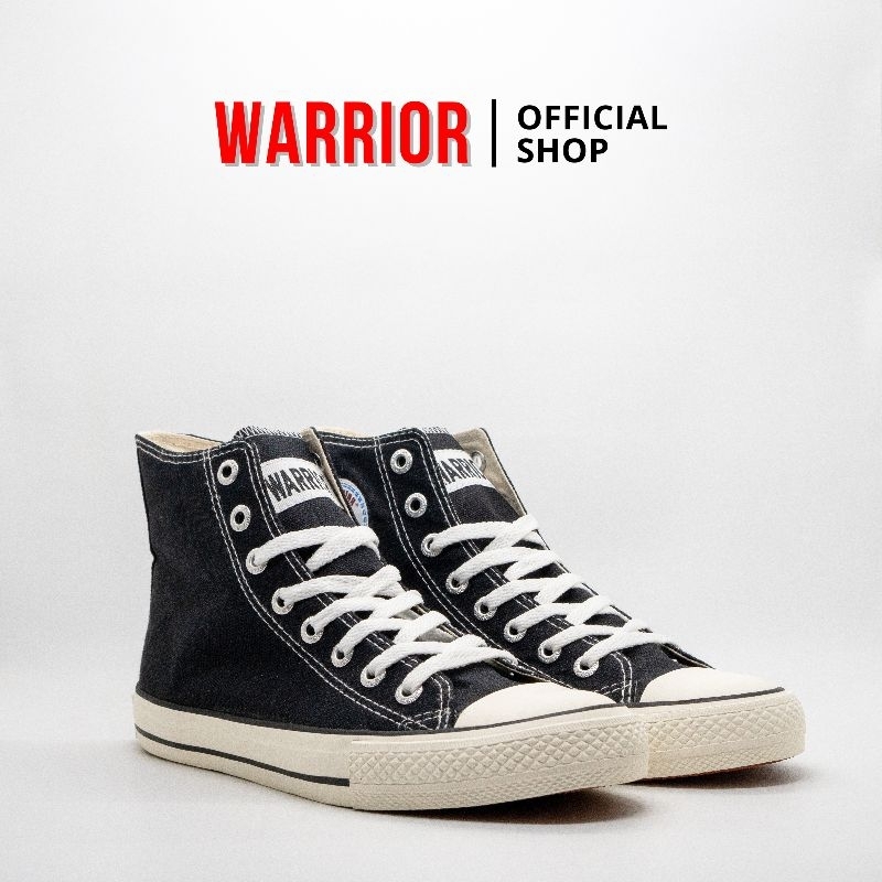 Sepatu Sekolah Warrior Sparta Black White HC - Sepatu Sekolah Anak Hitam Putih
