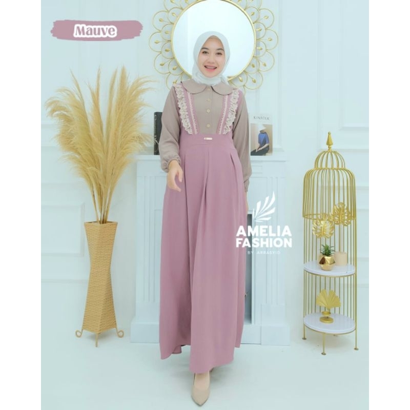 GAMIS ALULA CRINGKLE ORI AMELIA FASHION DRESS CANTIK TERBARU MURAH KEKINIAN