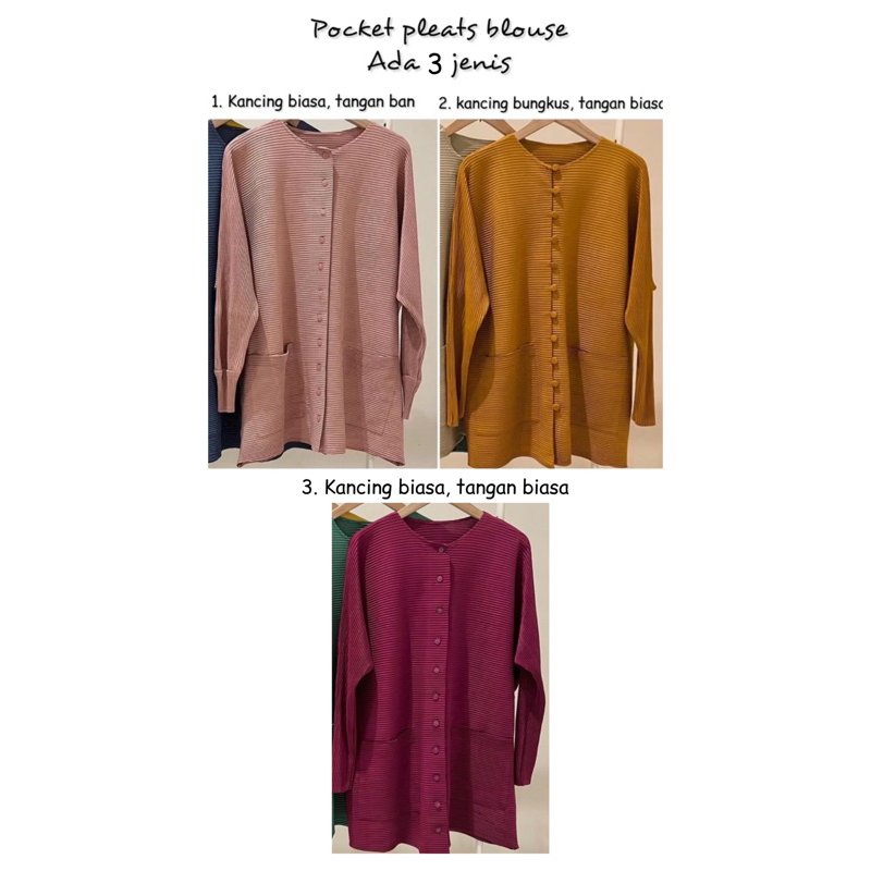 Pocket pleats blouse / atasan plisket premium