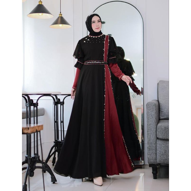 QC. SHOFIA GAUN PROMO GAMIS PESTA SHOFIA GOWN LOVELY GOWN ORIGINAL AURA HIJAB GAMIS PAYET MODERN GAU