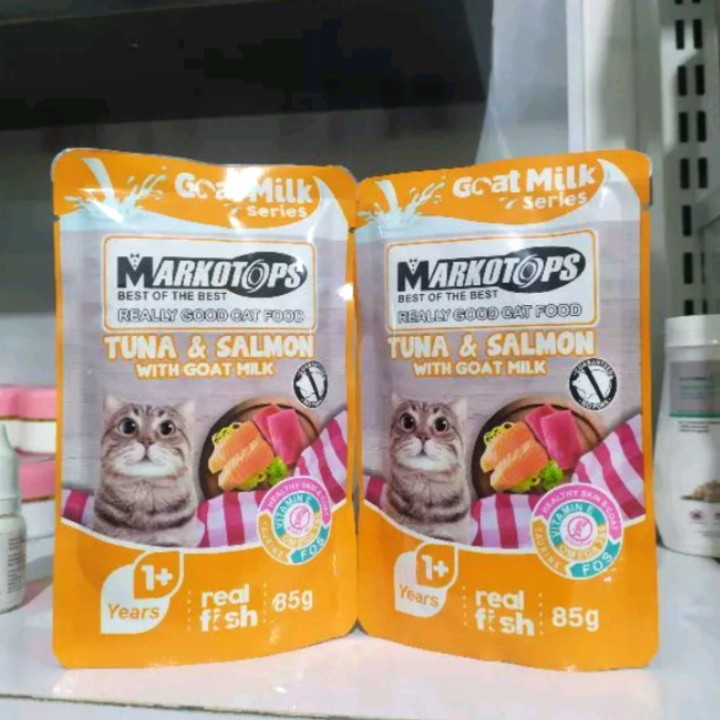 ( 24 Pouch / 1 Dus ) Makanan Kucing Markotops Sachet Adult Tuna &amp; Salmon Pouch 85G