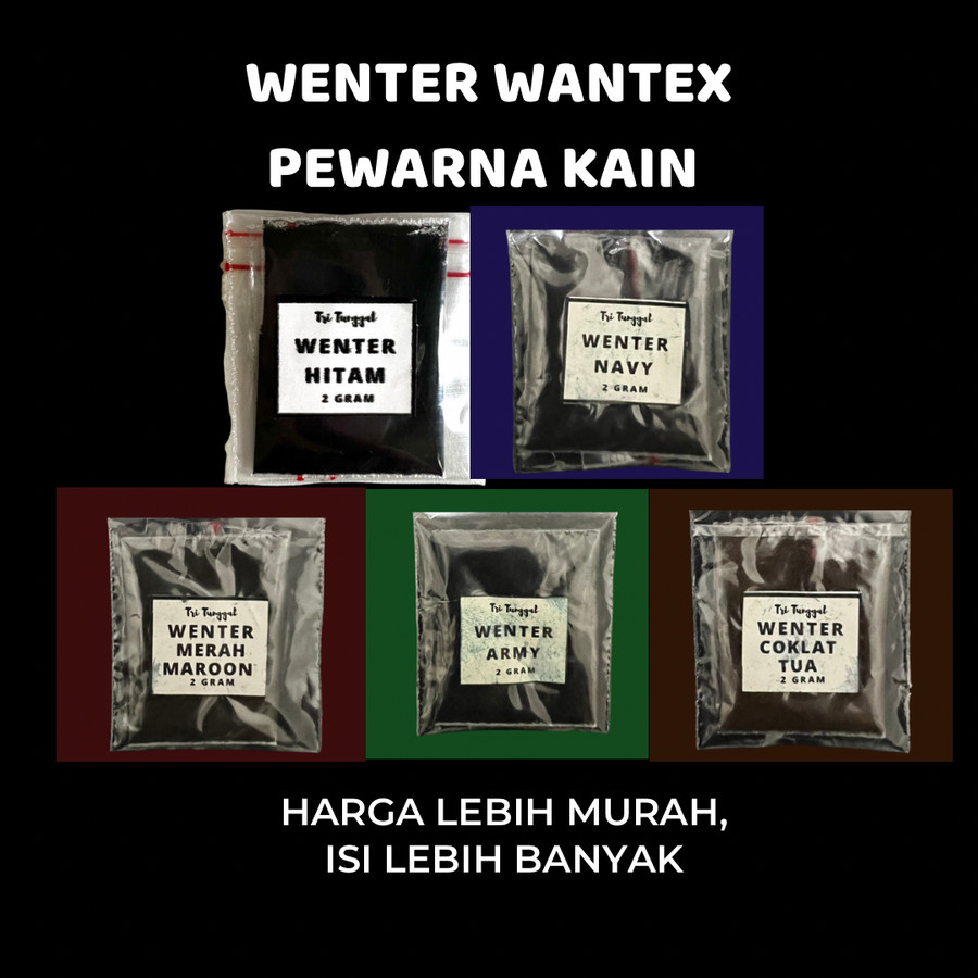 Wantex Warna MERK TRI TUNGGAL 2gram Wenter Pewarna Pakaian Murah Sumbo Sumba Jumput Malang Warna Pek