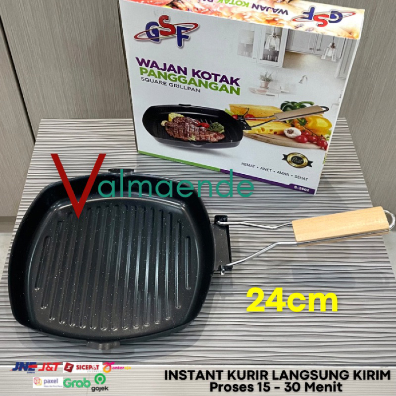 Grill Pan Anti Lengket Panggangan BBQ GSF 2602 Wajan Lipat GSF 2402 Pemanggang Kompor Gagang Tekuk Barbeque Bulgogi Teflon