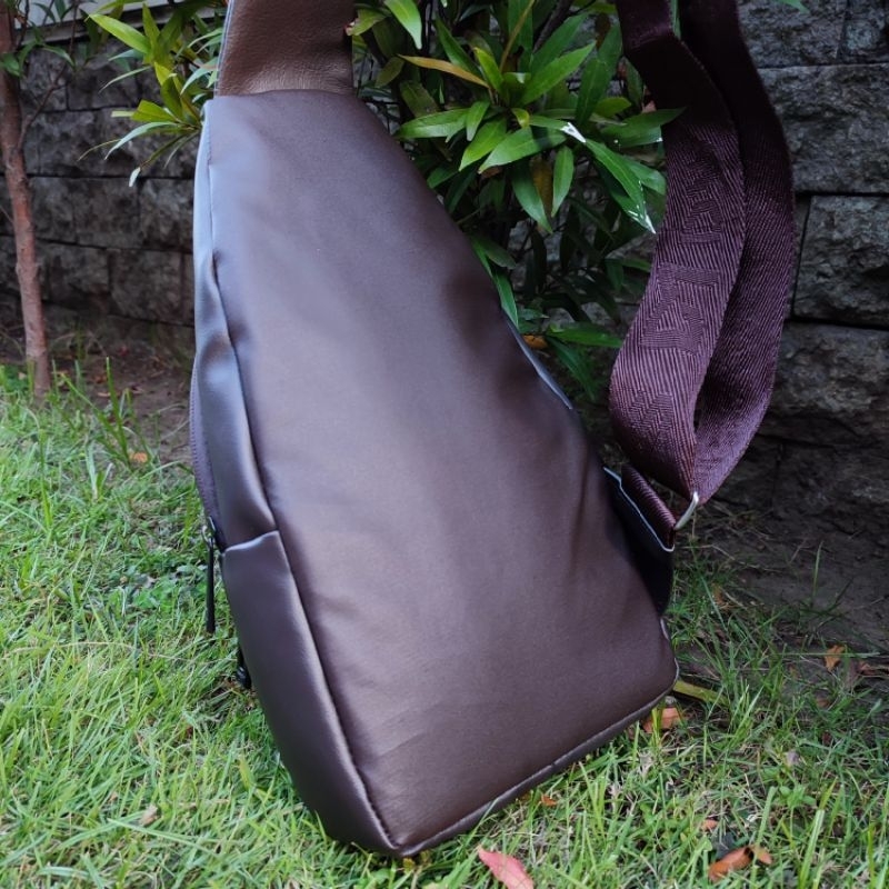 Tas Selempang Pria Original Merk DM | Waistbag Pria Kulit PU New Edition