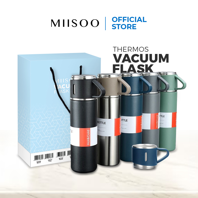 MIISOO Thermos vaccum flask Gelas Cangkir Life Polos Non led suhu Botol Minum Stainless 500ML / ther