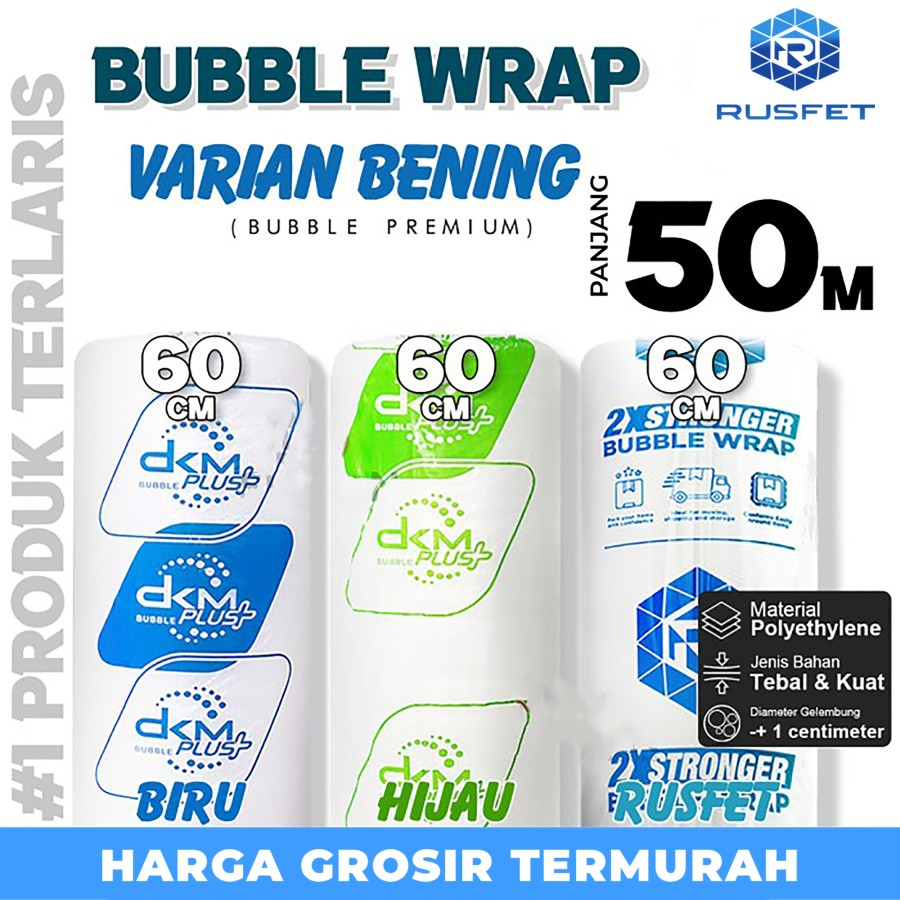 

Plastik Bubble wrap 60cm x 50m DKM PLUS Bubblewrap PREMIUM TERMURAH