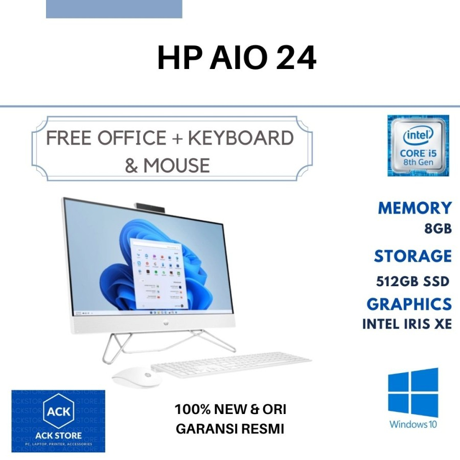 PC HP AIO 24-df1042d/Intel Core i5-1135G7/23.8″ IPS Touch/White