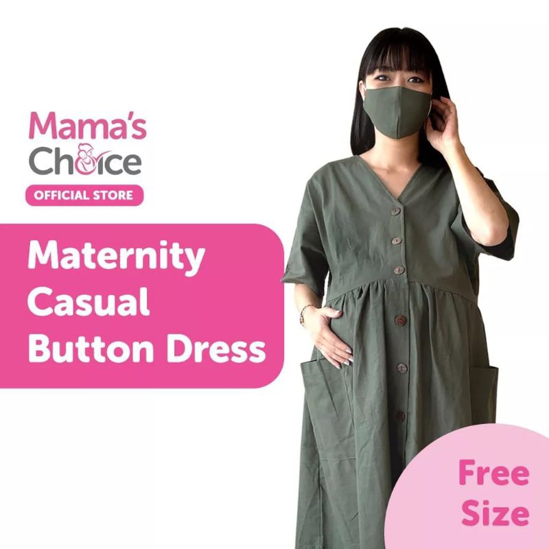 MATERNITY CASSUAL BUTTON DRESS MAMA'S CHOICE- BAJU/ DRESS HAMIL KEKINIAN