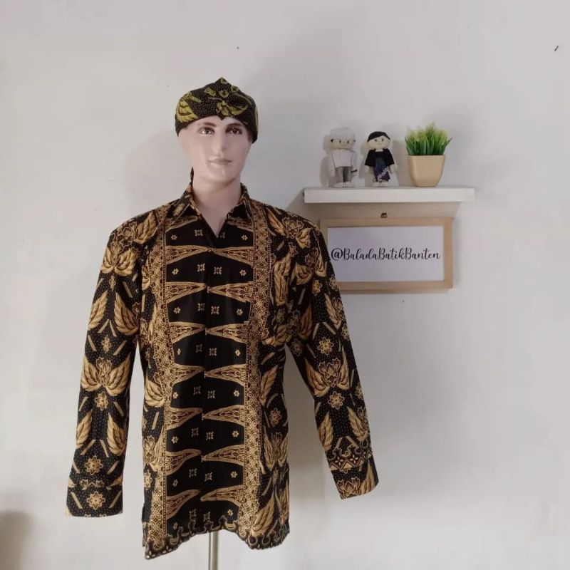 Kemeja Batik Baduy Banten Motif Tapak Kebo Gold