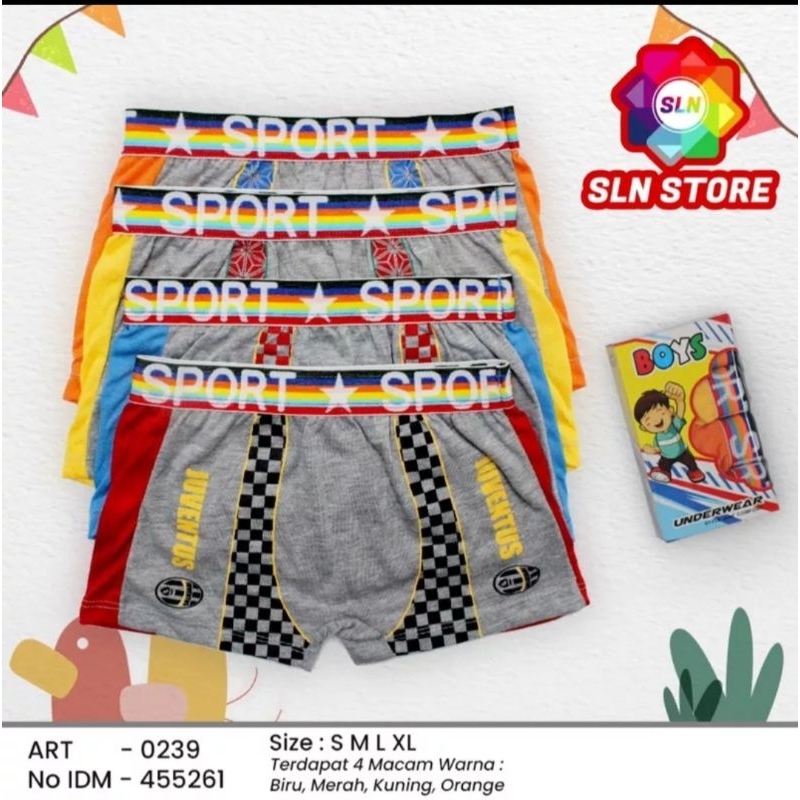 (4Pcs) CELANA BOXER ANAK HT KIDS SPORT BOX ISI 4pcs CELANA