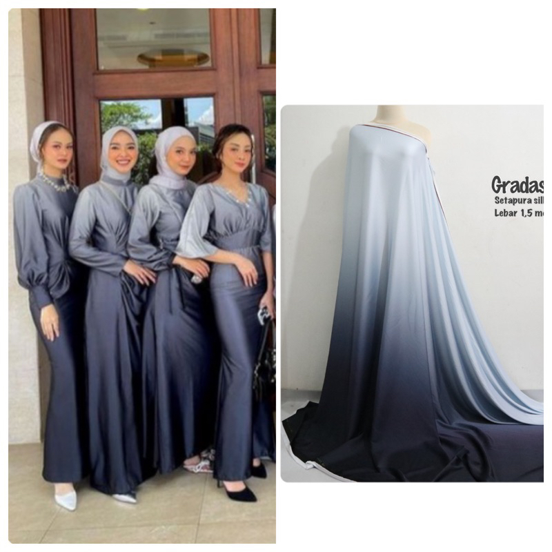 Bahan Kain Gradasi warna mewah / armani silk ombre armany silk seragam bridesmaid / kain silk meteran