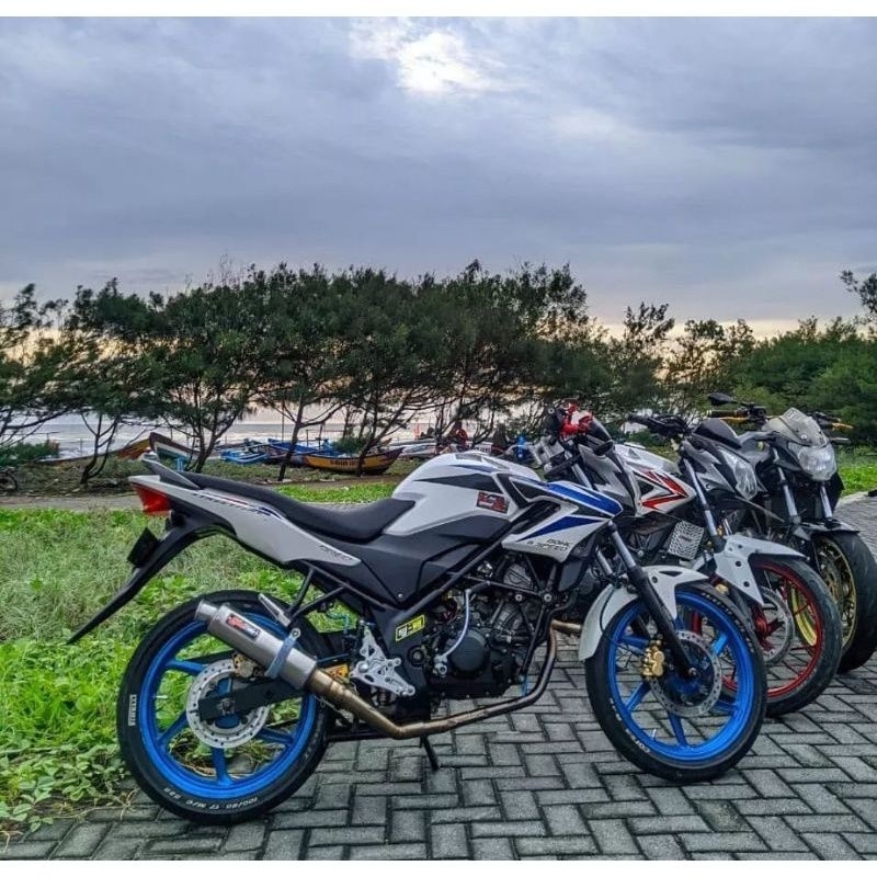 STRIPING STANDAR ORI CB 150R OLD 2014 LIS STICKER DECAL ORI BERKUITAS CB150R lama 2014 PUTIH BIRU