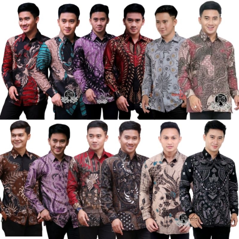 KEMEJA BATIK PRIA LENGAN PANJANG SIZE M L XL XXL  BSWART BatiK HRB026 Kenongo Hem Panjang Padi