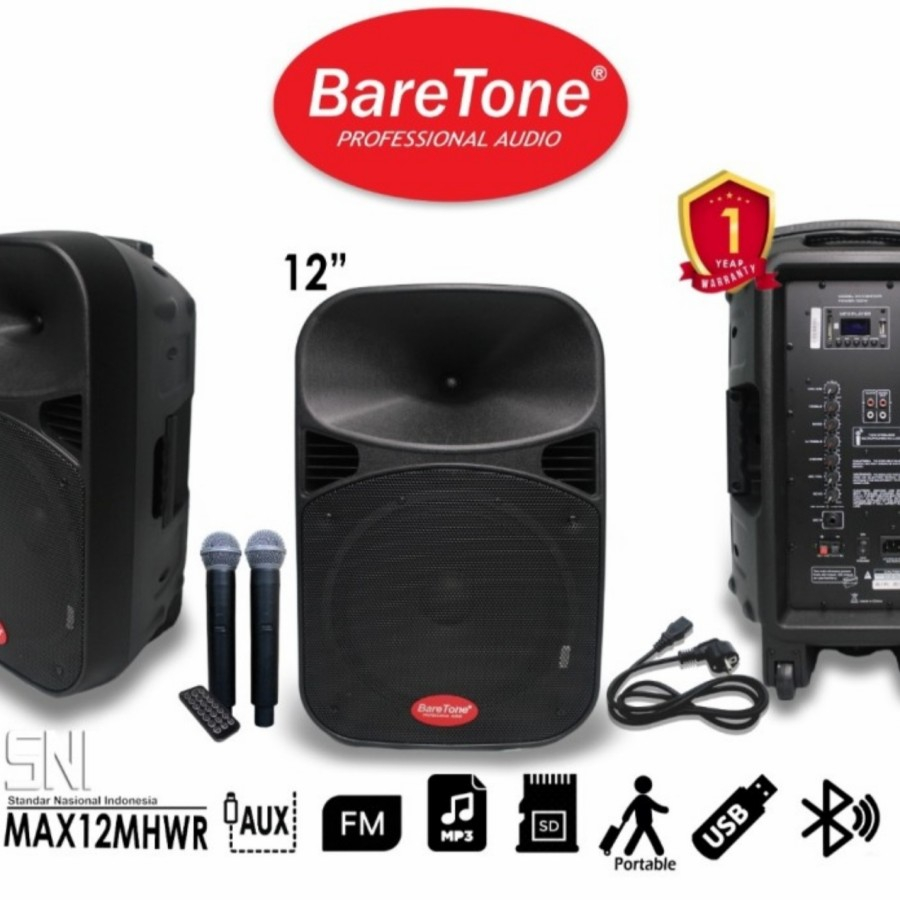 Speaker Portable Baretone 12" MAX12MHWR / 12MHWR / 12 MHWR GARANSI RESMI 1 TAHUN