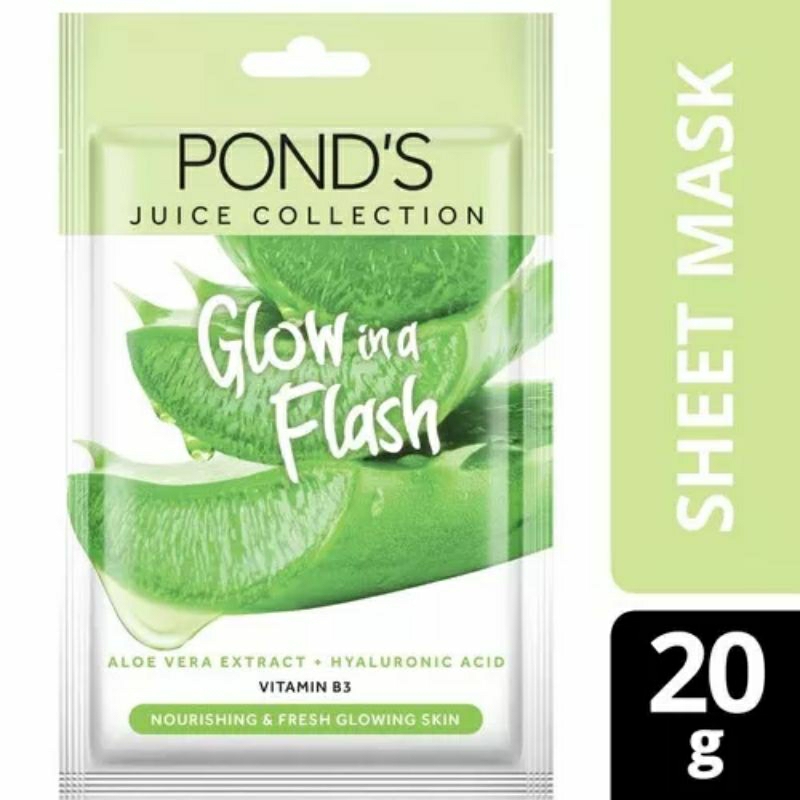 Ponds Masker Wajah Glow Ina Flash Aloe vera 20g